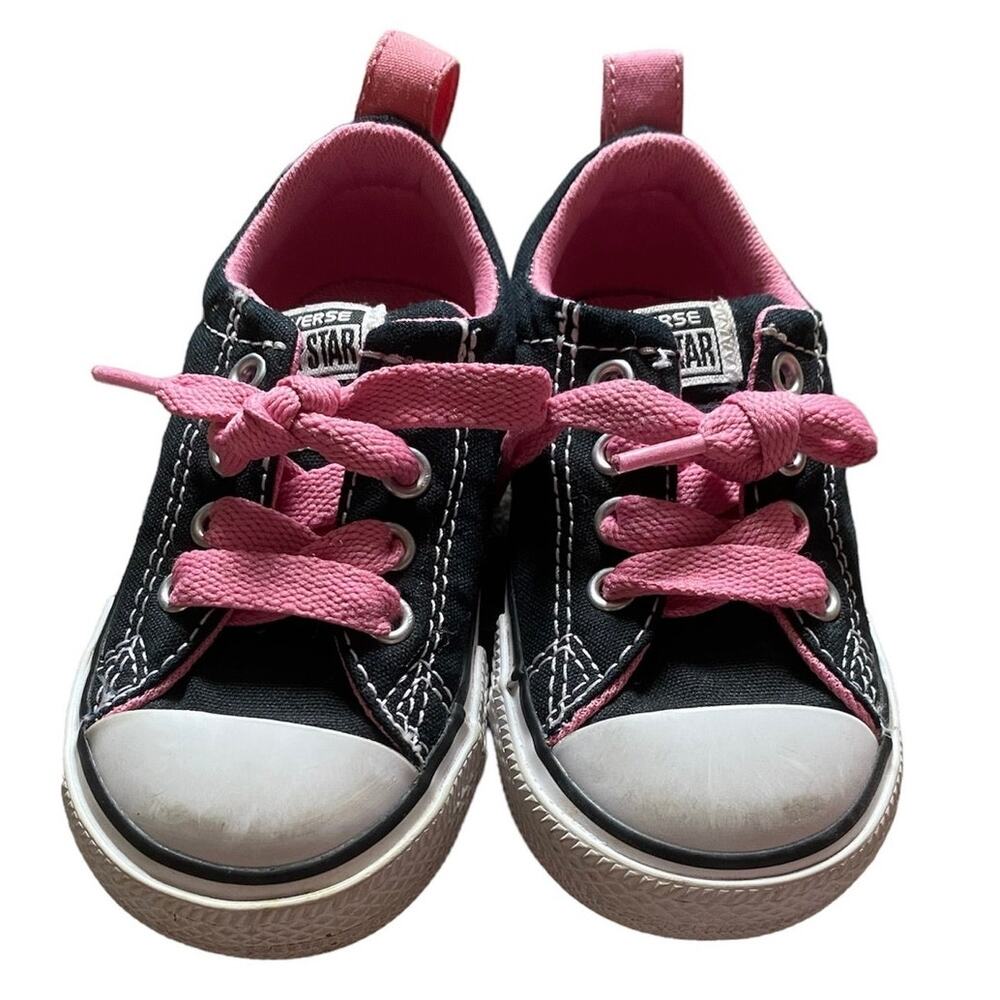 Black and Pink Kids Converse- size 6